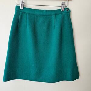 Vintage 60s Kelly Green Wool Skirt, Size XS A-Line Twee Mod